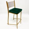 Conjunto 2 peças Banqueta Empilhável Alta para Bar cor Dourado Fosco assento veludo verde - 2