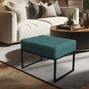 Ver imagem 2 de Puff Lisa Suede Azul Turquesa Base Metálica Industrial Preto - Pallazio