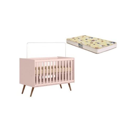 Kit Berço Americano Vira Mini Cama Retrô com Colchão - Qmovi