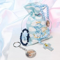 Kit Infantil Anjo da Guarda Menino Azul - Terço Chaveiro e Pulseira Fornecedor 1 170994 (f1-ct1-a-1) - 2