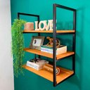 Ver imagem 2 de Prateleira Decorativa de Parede de Ferro e Madeira Industrial Style Slim Carvalho e Preto