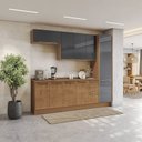 Ver imagem 1 de Cozinha Compacta Modulada 5 Peças com Paneleiro Vibra Marrom/Canela/Grafite Super Brilho