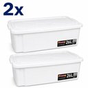 Ver imagem 1 de Kit 2 Caixas Organizadoras 26L com Tampa Empilhavel Roupas Brinquedos Alimentos Armario