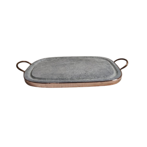 Grelha Retangular 25 X 37 Cm com Aro e Alças em Cobre