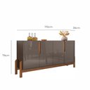 Ver imagem 3 de Aparador Buffet 4 Porta Niara Babus - Cinza Perola / Cedro