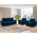 Ver imagem 1 de Conjunto Estofado Living + 2 Poltrona Napoles Azul - Casa Giulia