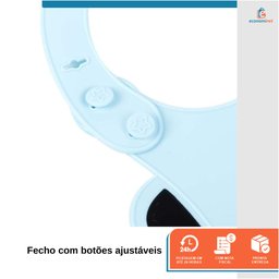 Babador de Silicone Bebê Impermeável Pega Migalhas Animais Azul - 5