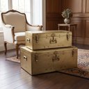 Ver imagem 7 de Jogo de 2 Baús Decorativos de Metal Dourado Envelhecido 67 cm e 56 cm