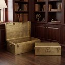 Ver imagem 3 de Jogo de 2 Baús Decorativos de Metal Dourado Envelhecido 67 cm e 56 cm