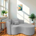 Ver imagem 1 de Recamier Curvo Orgânico 150cm 2 Lugares Lado Direito para Sala de Estar Linho Londres Cinza Claro