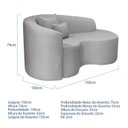 Ver imagem 3 de Recamier Curvo Orgânico 150cm 2 Lugares Lado Direito para Sala de Estar Linho Londres Cinza Claro