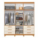 Ver imagem 3 de Guarda Roupa Casal Triton Plus 11 Portas de Bater com Espelho e Cômoda 4 Gavetas MDP Cinamomo Off