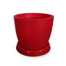 Vaso de Planta Redondo em Polietileno 30x30 + Prato Vermelho - 1