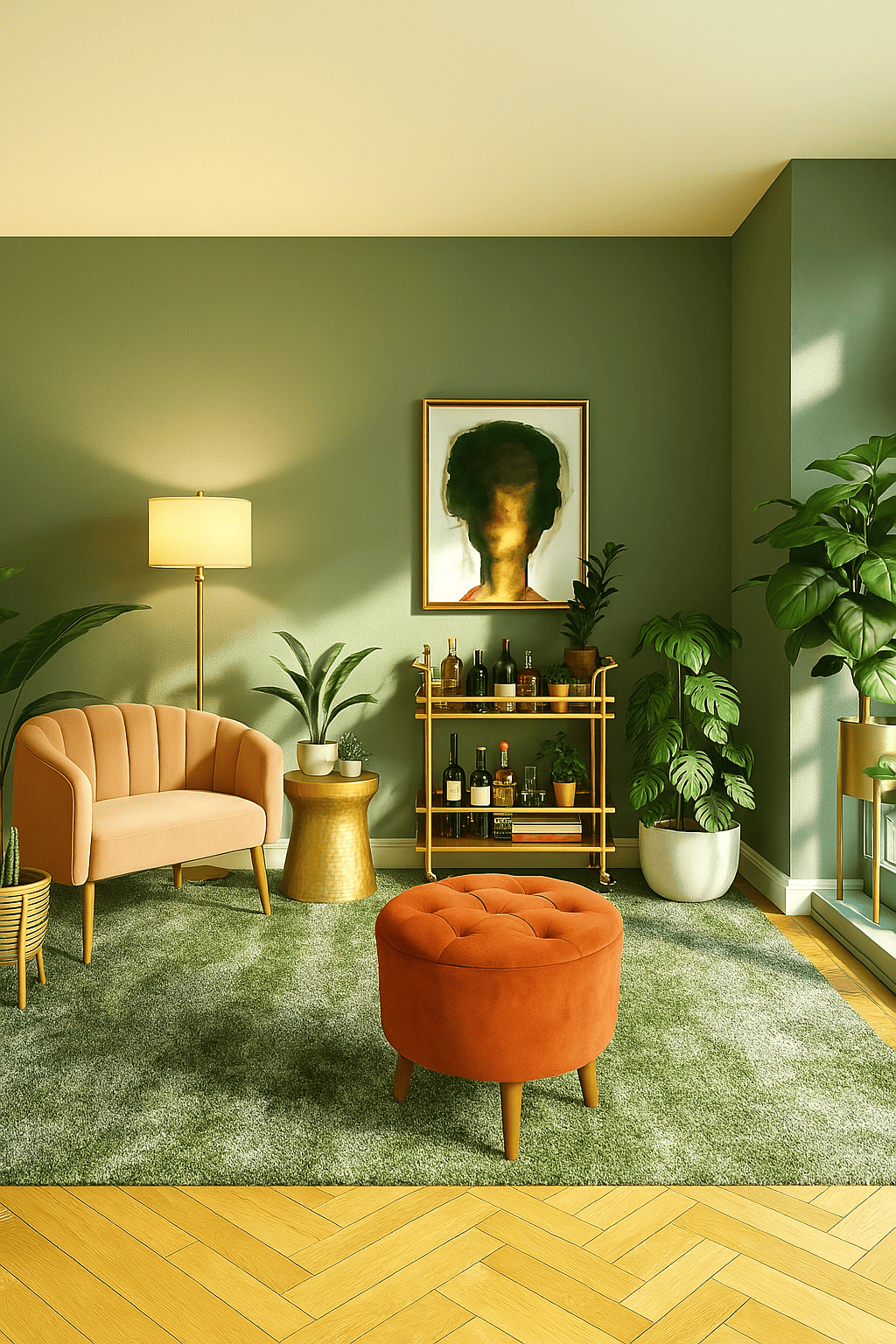 Puff com Pé Palito Assento Estofado Apoio para Os Pés Premium Sala Quarto - 2