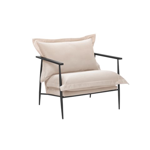 Poltrona Decorativa com Base Preta Sara Cor Creme