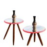 Kit Alba Mesa Lateral e Mesa de Centro com Espelho Pés Palito Vermelho - Sts Móveis - 1