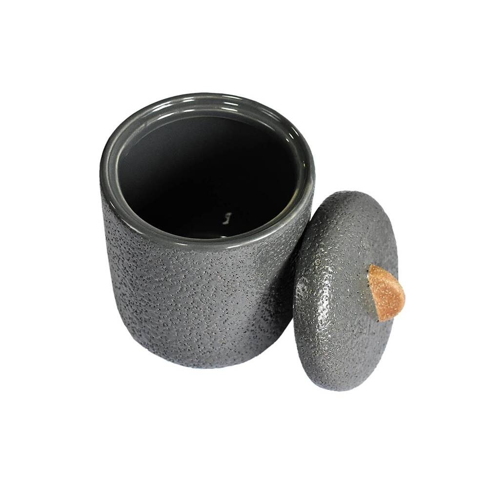 Pote De Cerâmica Cinza com Puxador Terracota BTC - 4