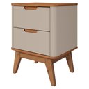 Ver imagem 1 de Mesa de Cabeceira 2 Gavetas Pes Madeira 50 cm Vicenza Off White Cedro Dcasa