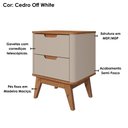 Ver imagem 4 de Mesa de Cabeceira 2 Gavetas Pes Madeira 50 cm Vicenza Off White Cedro Dcasa