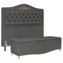 Ver imagem 1 de Cabeceira Cama Box Casal King 195cm Com Calçadeira Baú Imperial J02 Linho Grafite - Mpozenato
