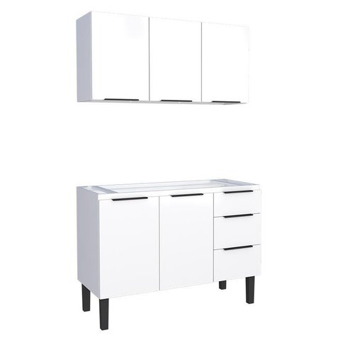 Cozinha Completa Gabinete Para Pia 120cm e Armário Aéreo Jupter Cozimax Branco