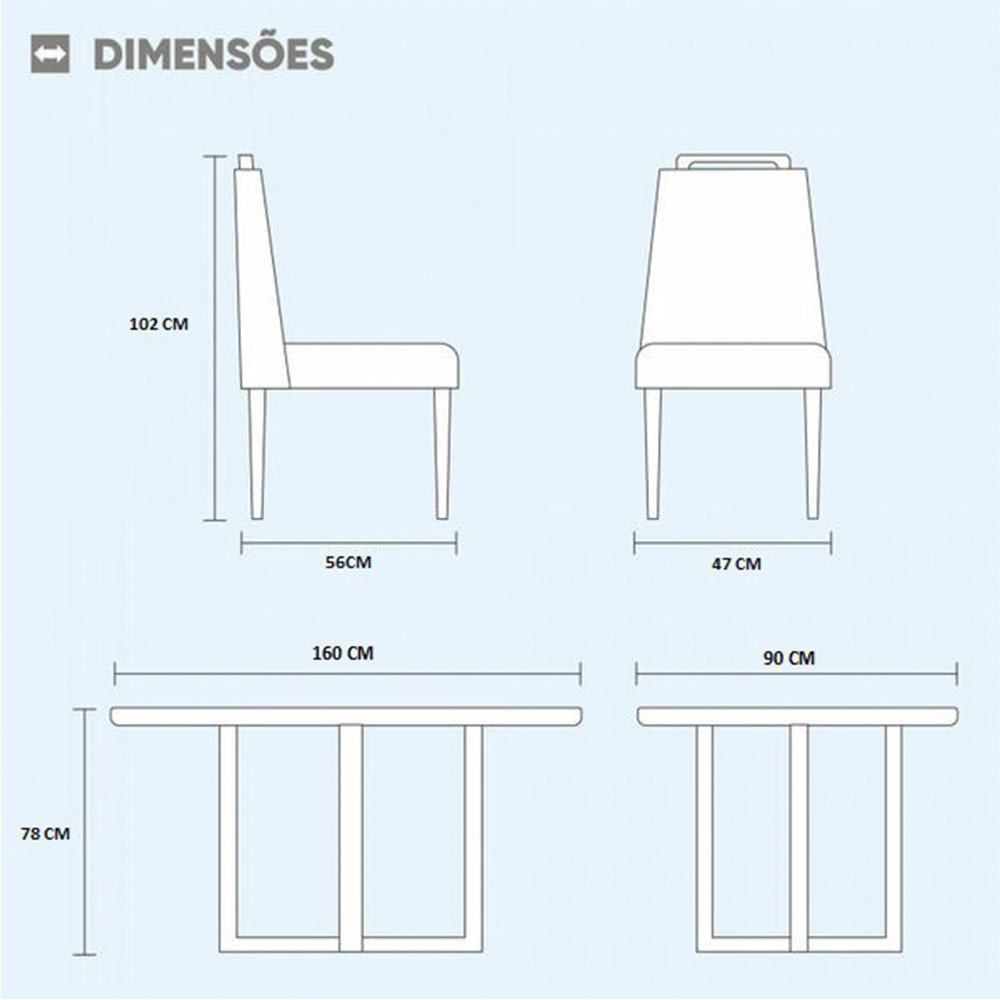 Conjunto Sala de Jantar Mesa Lisy Madeira Maciça e 6 Cadeiras Safira Veludo Cinza Profundo Móveis Mu - 3