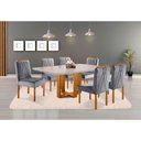 Ver imagem 2 de Conjunto Sala de Jantar Mesa Lisy Madeira Maciça e 6 Cadeiras Safira Veludo Cinza Profundo Móveis Mu