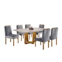 Ver imagem 1 de Conjunto Sala de Jantar Mesa Lisy Madeira Maciça e 6 Cadeiras Safira Veludo Cinza Profundo Móveis Mu