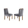 Conjunto Sala de Jantar Mesa Lisy Madeira Maciça e 6 Cadeiras Safira Veludo Cinza Profundo Móveis Mu - 6