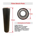 Ver imagem 3 de Filme Strech Tubo Rolo 500X25 Para Paletização Cargas Preto