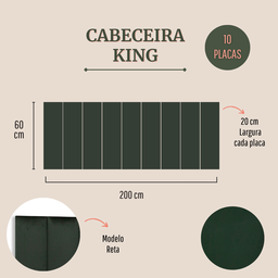 Cabeceira King Modulada Reta Cama Box Veludo Verde Musgo - 2