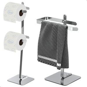 Porta Papel Higiênico de Chão Inox e Toalha Lavabo Oslo.d