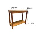 Ver imagem 1 de MESA APARADOR BANCADA LADRILHO HIDRÁULICO MADEIRA DEMOLIÇÃO RUSTICO 100X100X40 CM MINAS ARTE PRÓPRIA