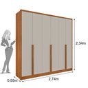Ver imagem 3 de Guarda Roupa Casal 6 Portas 6 Gavetas 100% Mdf Fortuna S/ Espelho S/ Pés - Tcil Cinamomo/off White