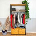 Ver imagem 1 de Arara de Roupas Middle Style Industrial Ample com 2 Gaveteiros Nozes e Preto