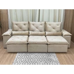 Sofá Retrátil Reclinável 2,70 M Bege 511 Athenas Premium - 8