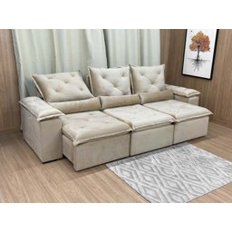 Sofá Retrátil Reclinável 2,70 M Bege 511 Athenas Premium - 2
