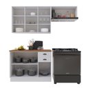 Ver imagem 4 de Cozinha Compacta Bariloche 8 Portas 2 Gavetas com Vidro e Tampo 100% MDF Branco - Indékes
