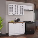 Ver imagem 3 de Cozinha Compacta Bariloche 8 Portas 2 Gavetas com Vidro e Tampo 100% MDF Branco - Indékes