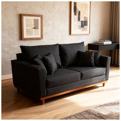 Sofá Ulisses 2 Lugares Moderno Linho Premium Base Madeira Minimalista Confortável Reforçado