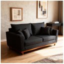 Ver imagem 1 de Sofá Ulisses 2 Lugares Moderno Linho Premium Base Madeira Minimalista Confortável Reforçado
