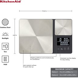 BALANÇA CULINÁRIA DIGITAL DUPLA KITCHENAID 5KG/500G KQ909G - 2