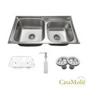 Ver imagem 6 de Cuba Dupla Gourmet em Aço Inox Escovado Com Acessórios 78x43cm