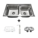 Ver imagem 1 de Cuba Dupla Gourmet em Aço Inox Escovado Com Acessórios 78x43cm