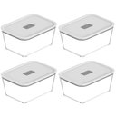 Ver imagem 1 de Kit 4 Potes de Vidro Hermético 2400ml Fresh Lock Branco com Tampa para Forno Microondas