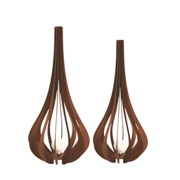 Luminária de Chão MDF IBIZA:Marrom/Kit com 2 - 90x42cm e 75x37cm - 1