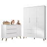 Quarto Infantil Melinda Guarda Roupa + Cômoda Mdf Branco - 1