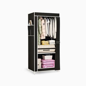 Guarda Roupa Closet Dobrável Organizador com Capa de Tecido 1 Porta - Preto
