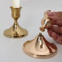 Ver imagem 4 de Kit com 3 Castiçais Porta Vela Decorativos em Metal Dourado Elegantes para Velas Finas 7 cm 7,5 cm D