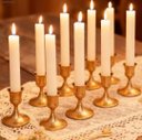 Ver imagem 3 de Kit com 3 Castiçais Porta Vela Decorativos em Metal Dourado Elegantes para Velas Finas 7 cm 7,5 cm D